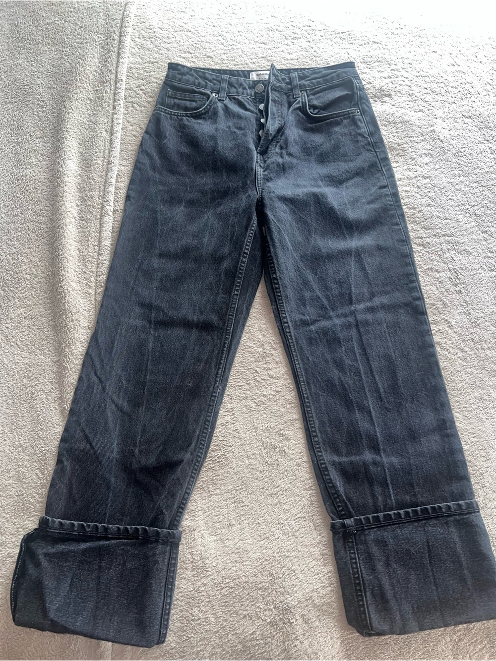 Reformation High-Rise Straight Jeans in Charcoal Gray - Picture 2 of 5